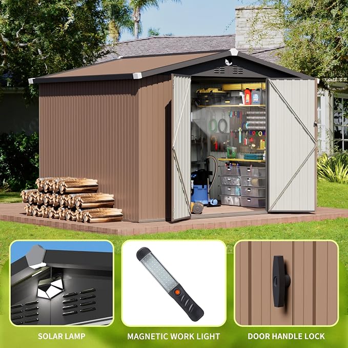 Metal Storage Shed, 10x8 Outdoor Storage Building, Large Backyard Garden Sheds - Image 3