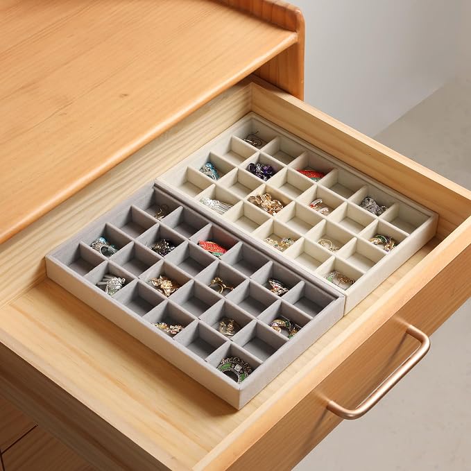 Frebeauty 24 Grid Earring Organizer, Velvet Jewelry Tray - Image 6