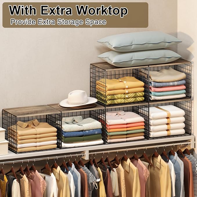 4PCS Wider Closet Organizers and Storage, Stackable Closet Shelf Organizer - Image 4