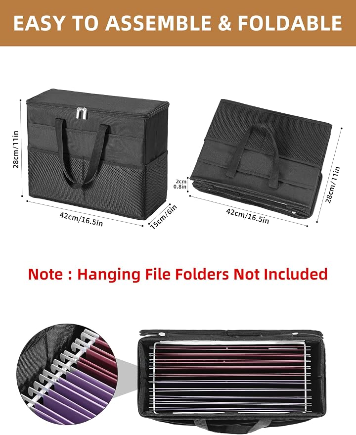 Qozary 2 Pack File Folder Organizer Box-Hanging File Tote Bag - Image 4