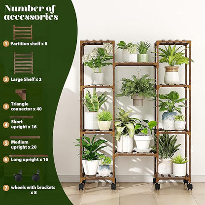 GENTINGBRO Plant Stand with Wheels Outdoor Indoor Hanging Plant Shelf - Image 6