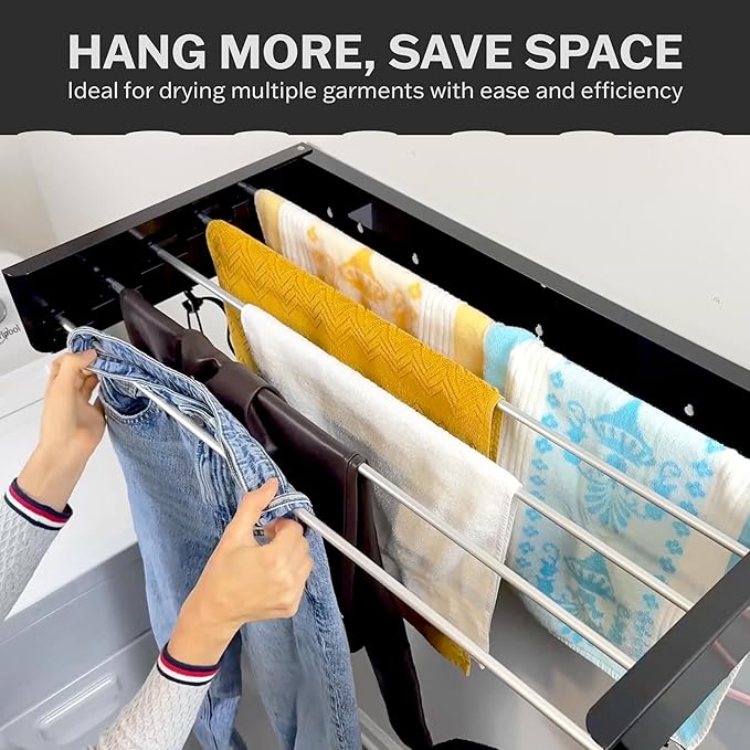 Wall Mounted Laundry Drying Rack, Retractable & Foldable, 31.5" Wide, 13.2 - Image 4