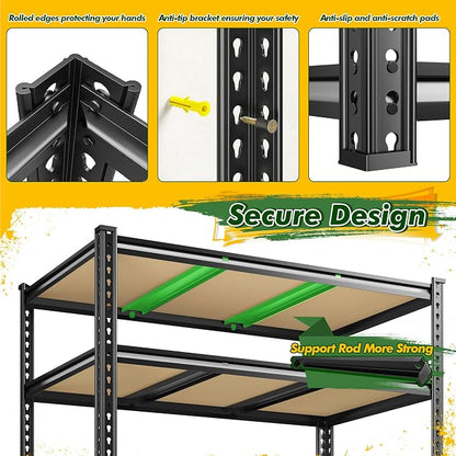 2800 LBS Garage Shelving 72.2" H Garage Storage Shelves, 5 Tier Adjustable - Image 6