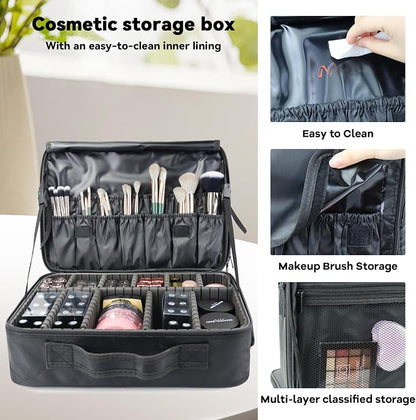 Travel Makeup Bag Makeup Cosmetic Train Case Organizer Portable Storage Bag - Image 2