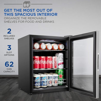 Ivation 62 Can Beverage Refrigerator, Freestanding Ultra Cool Mini Fridge - Image 3