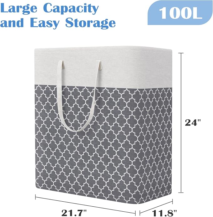 BlissTotes 3-Pack Laundry Basket, Freestanding＆Waterproof Laundry Hamper - Image 2