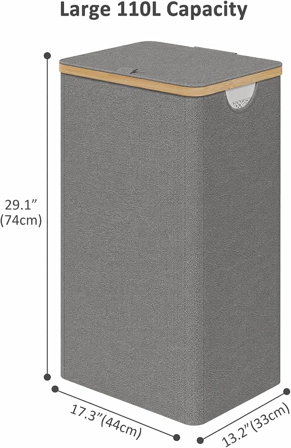 iEGrow Laundry Hamper with Lid, 110L Large Laundry Hamper with Handle and Lid - Image 2