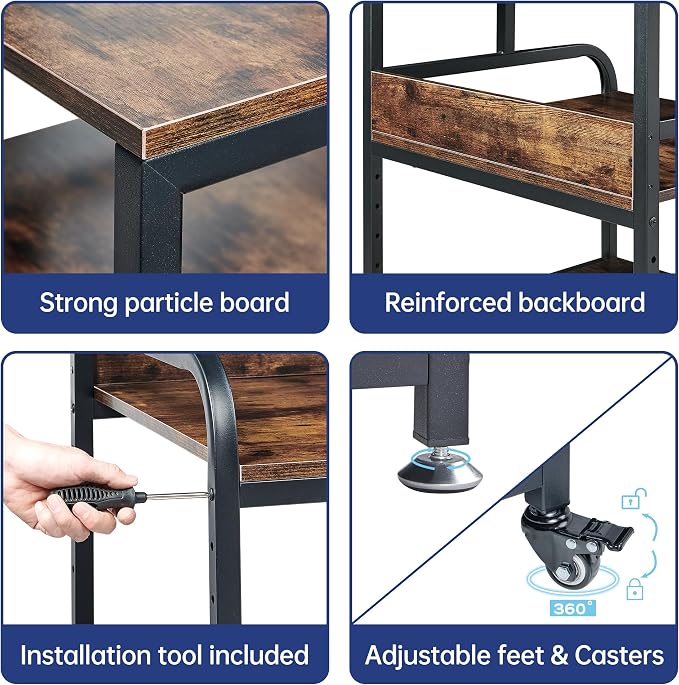 23.6" Deep Extra Large Printer Stand, 3 Tier Printer Table - Image 8