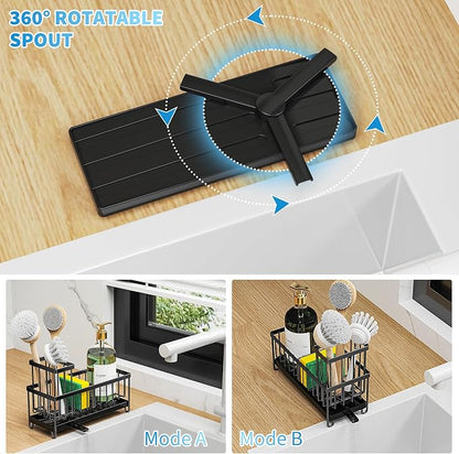 Cisily Black Sponge Holder for Kitchen Sink, Sink Caddy Organizer - Image 2