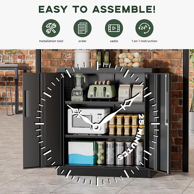 Greenvelly Metal Storage Cabinet, Lockable Storage Cabinets - Image 6