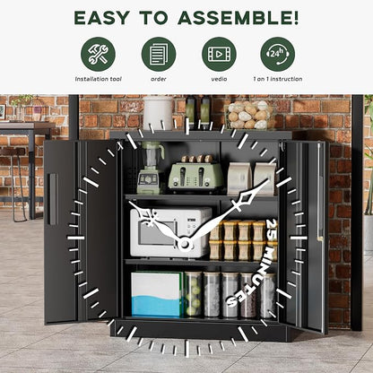 Greenvelly Metal Storage Cabinet, Lockable Storage Cabinets - Image 6