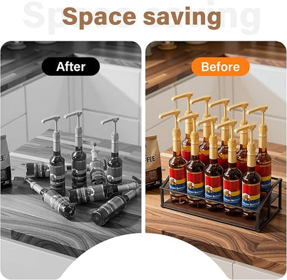 Coffee Syrup Organizer Rack, Liquor Bottle Display Shelf, 2 Tier 10 Syrup - Image 7