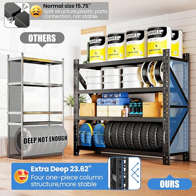 Heavy Duty Garage Storage Shelves 5000LBS Capacity, 4-Tier Large Industrial - Image 4