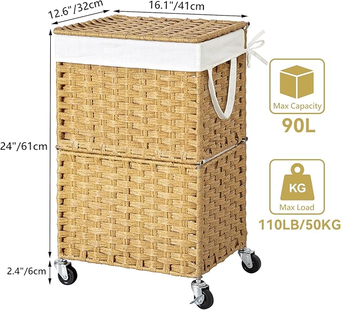 Chrislley 90L Slim Laundry Hamper - Image 6