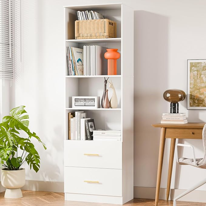 Cozy Castle 74.1'' Bookshelf, Tall Bookcase by CozyCastle