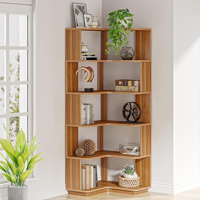 Tribesigns 6 Tier Corner Bookshelf, 64.9 Inches Tall Industrial L Shaped - Image 8