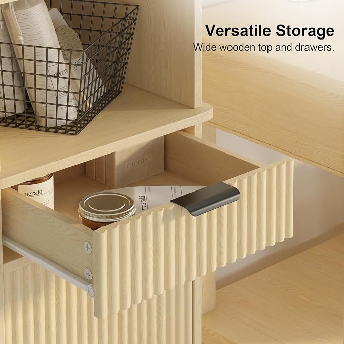 Natural Tilt Out Laundry Hamper Tall Bathroom Storage Cabinet Hidden Laundry - Image 5