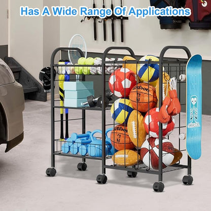 Ball Storage Rack, Sports Ball Storage Cart - Image 5