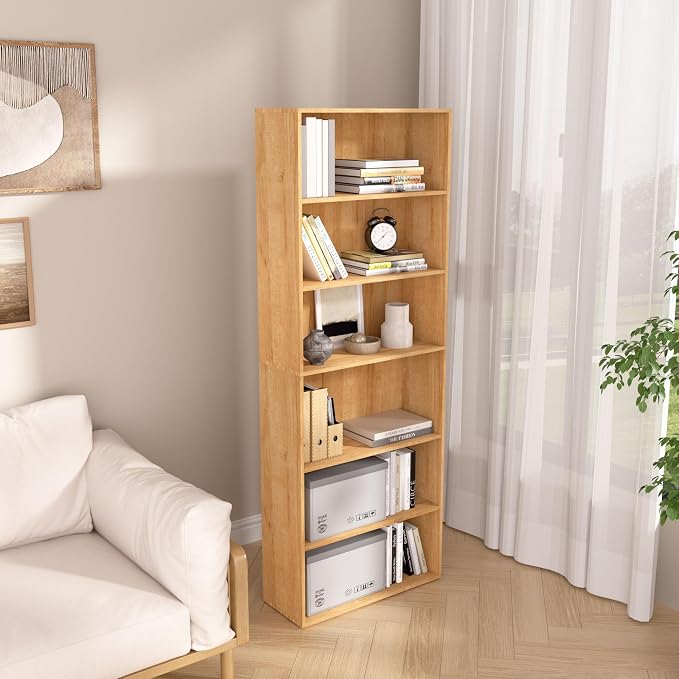 6 Tier Book Shelf，Wooden 6 Cube Storage Organizer, 6 Tier Low Bookcase Storage - Image 6