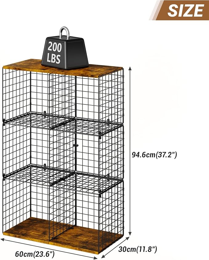 Free-standing Sturdy Tall 6-Cube Closet Organizer Storage Wire Basket Shelf - Image 3