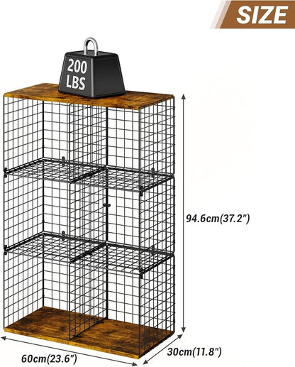 Free-standing Sturdy Tall 6-Cube Closet Organizer Storage Wire Basket Shelf - Image 3