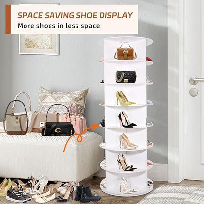 7 Tier Rotating Shoe Rack Tower, Revolving 360 Shoe Rack Storage Round Carousel - Image 4