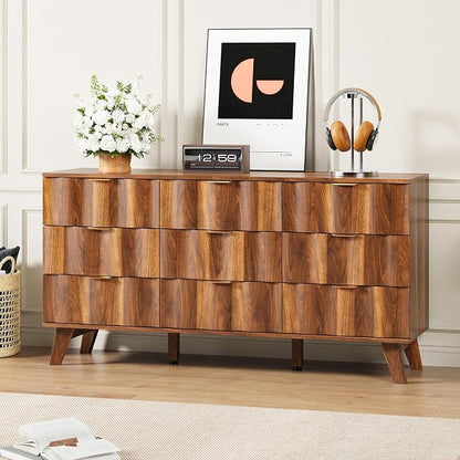 9 Drawer Dresser, Modern Fluted Storage Dresser by EnjoyaWarmandCozyLife