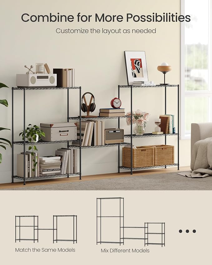 SONGMICS Storage Shelf, Metal Wire Shelving Unit, 4 Tier, Ink Black | - Image 6