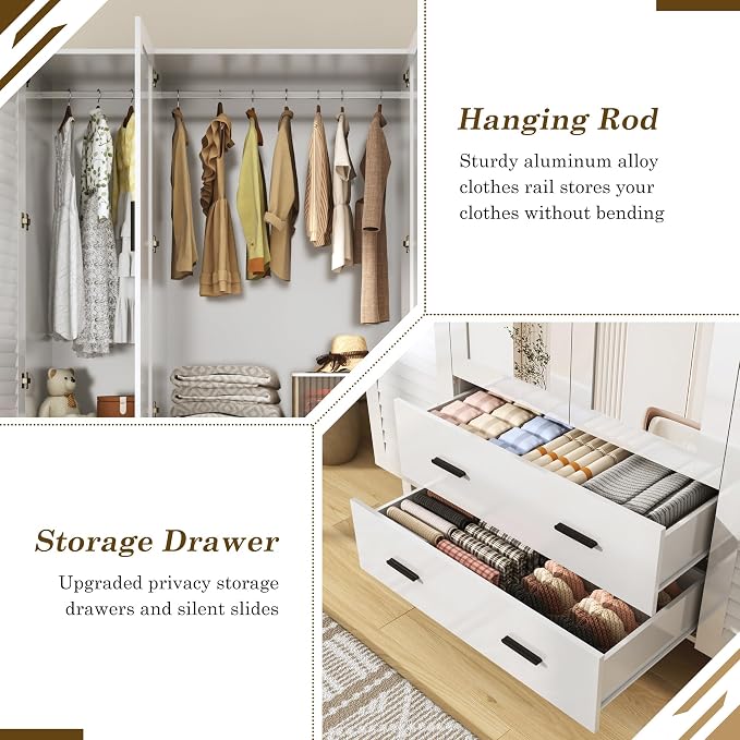 jiteentarou 4 Door Armoire Wardrobe Closet Cabinet - Image 6