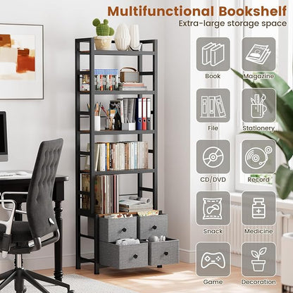 5 Tier Bookshelf, Modern Bookcase - Image 4