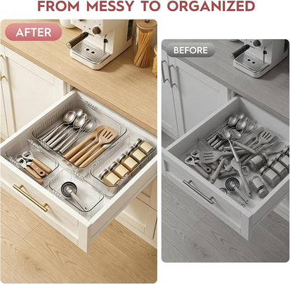 Expandable Drawer Organizer Set, 4-Piece Storage Trays - Image 3
