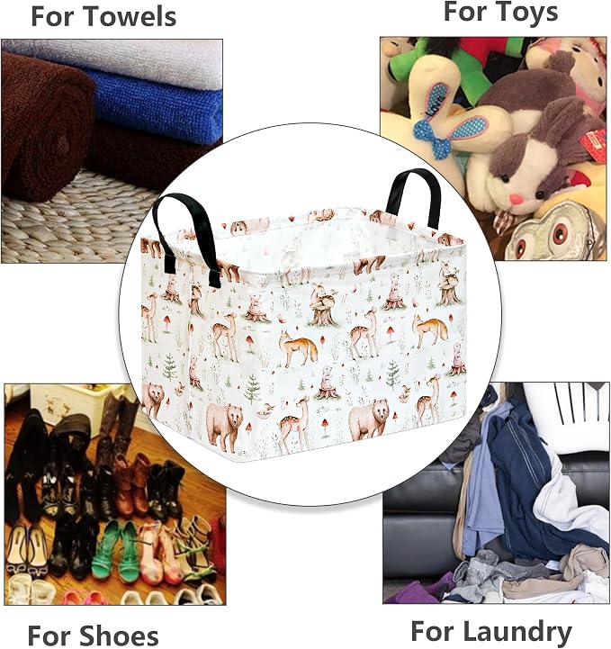 MAIZMZ Kids Storage Basket, Jungle Animals Print, Waterproof Lining, Leather - Image 3