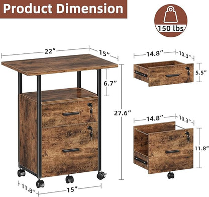 GYIIYUO 2 Wood Drawer Lockable File Cabinet - Image 3