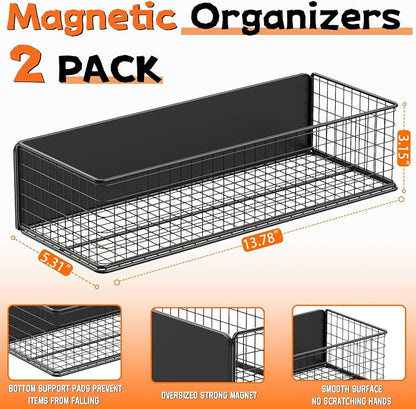 ULIBERMAGNET Magnetic Baskets Fridge Organizers, Large Capacity Metal Wire Mesh - Image 2