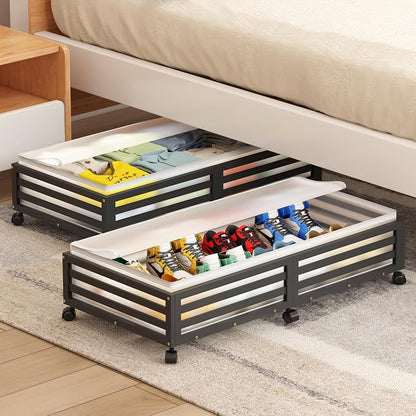 Under Bed Storage with Wheels-Large Bamboo Underbed storage Containers with - Image 7