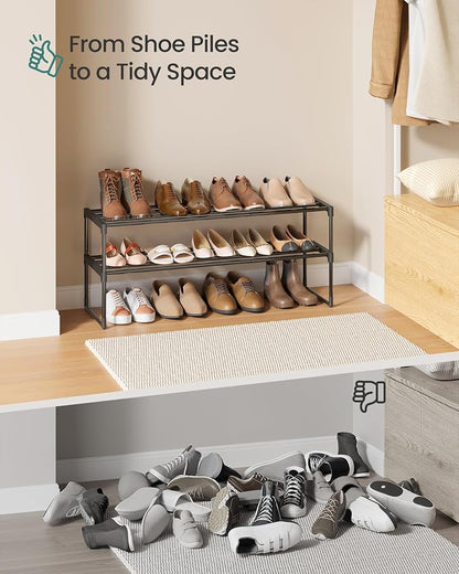 SONGMICS Shoe Rack, 2-Tier Shoe Organizer, Metal Storage Shelf, Upright or - Image 9