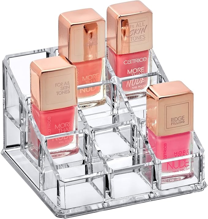 Amazing Abby - Glamour - 9-Slot Acrylic Nail Polish Organizer, Lipstick Holder by AmazingAbby