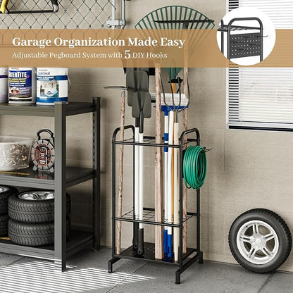 Garden Tool Organizer, Garage Tool Storage Rack, Heavy Duty Metal - Image 7