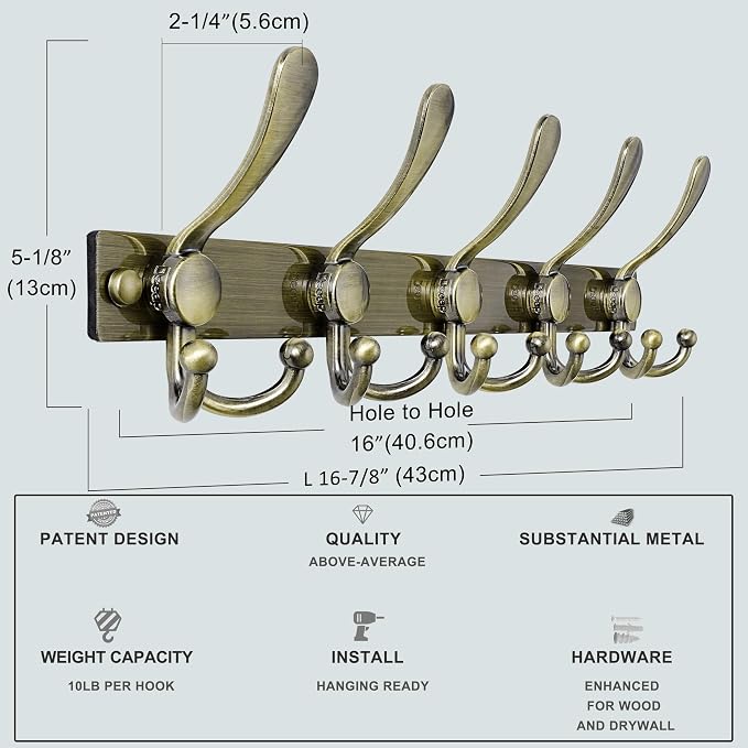 Dseap Coat Rack Wall Mount 2.0 Pro: Heavy Duty 300% Thicker, Stainless Steel - Image 3