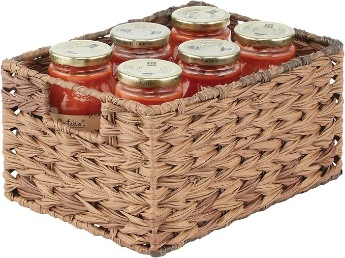 mDesign Woven Farmhouse Kitchen Pantry Food Storage Organizer Basket Bin Box - Image 8