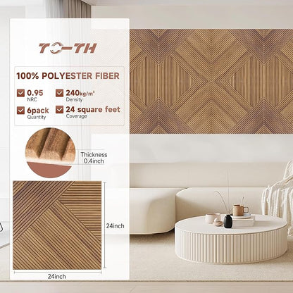 TO-TH Acoustic Wall Panels, 6 Pack Total Size 72 x 48 Inches, Self-Adhesive - Image 2