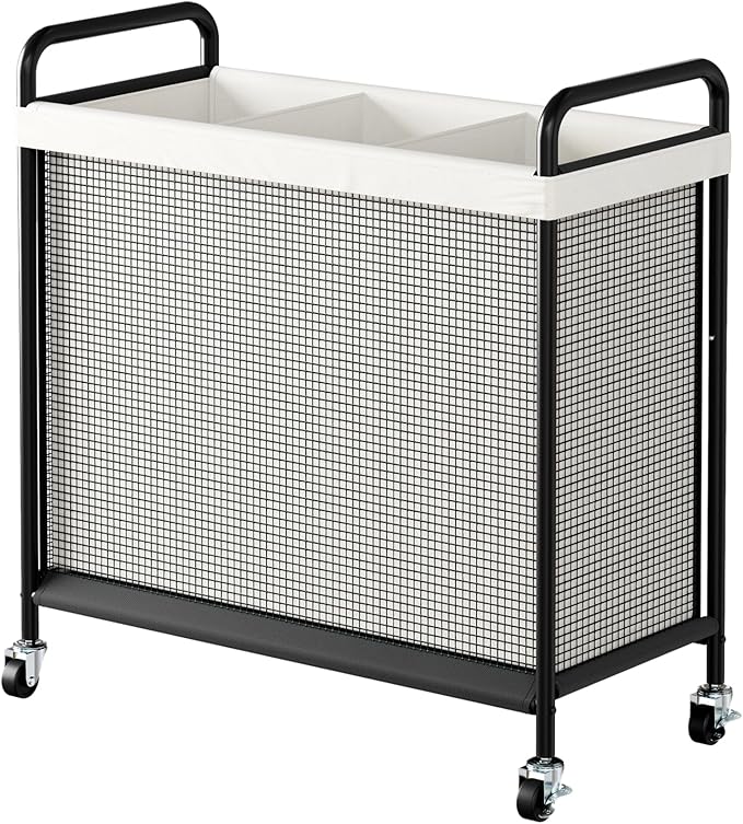 WOWLIVE Laundry Hamper 3 Section, 120L Rolling Laundry Basket by WOWLIVE