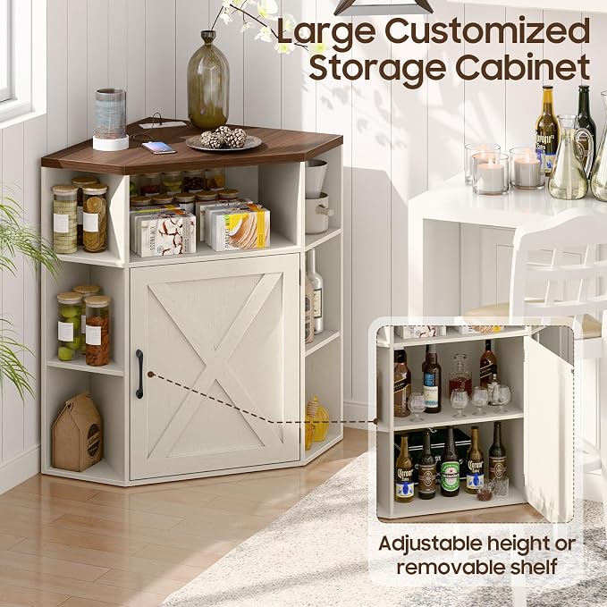 Corner Storage Cabinet, Farmhouse Corner Bookshelf - Image 6