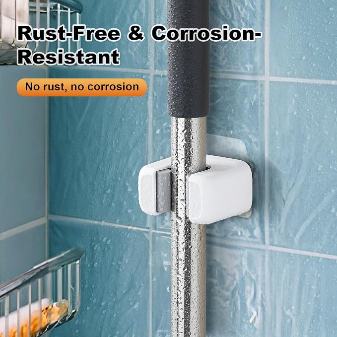 funest 6 Pack Mop and Broom Holder Wall Mount, No Drill Needed Self Adhesive - Image 8
