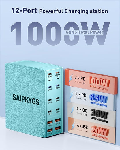 USB Charging Station, 12-Port USB C Charger Block - Image 2
