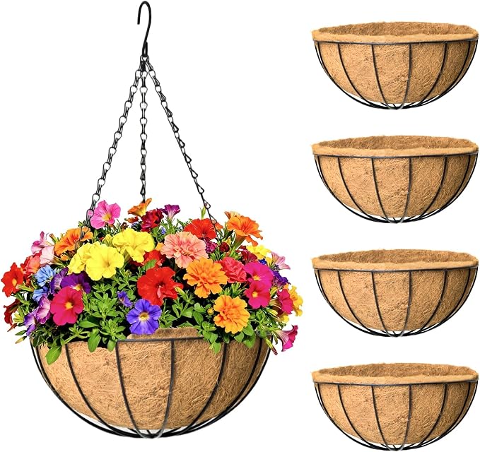 4 Pack 12 inch Hanging Baskets Planter by KIDYBELL