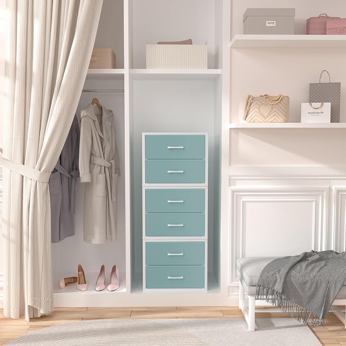 BOLUO Stackable Storage Drawers Closet Organizers and Storage Fabric Blue 2 - Image 4