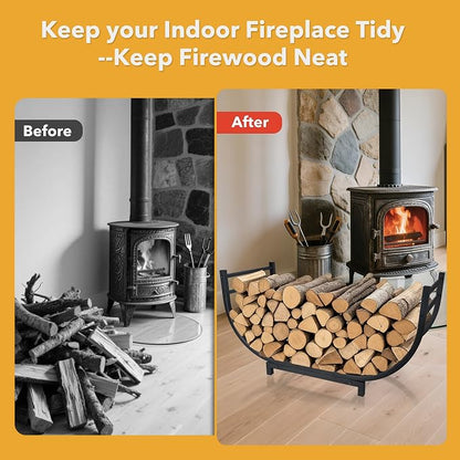 facka 30 Inch Firewood Rack Outdoor Metal Wood Rack | Iron Fire Log Stacker - Image 4