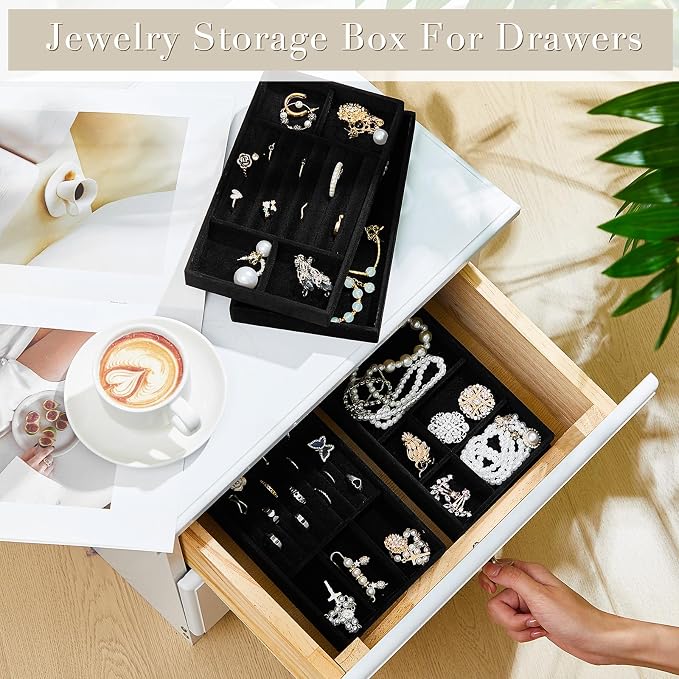 Junkin 18 Pcs Velvet Jewelry Tray, Stackable Jewelry Organizer Trays - Image 4