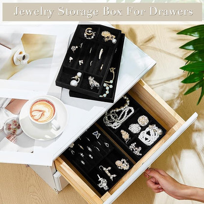 Junkin 18 Pcs Velvet Jewelry Tray, Stackable Jewelry Organizer Trays - Image 4